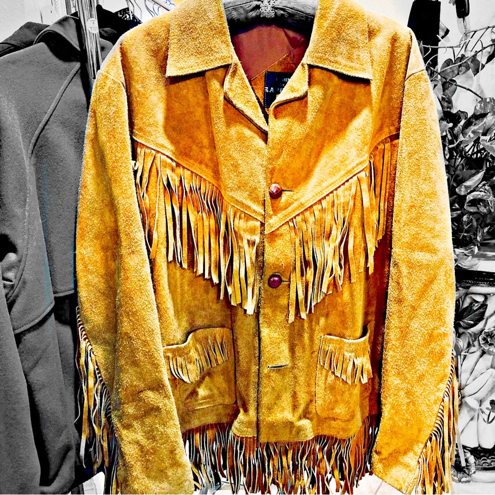 Tan Suede Fringe Leather Jacket